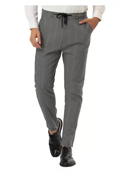 Budget 🤩 Lars Amadeus Men's Business Striped Pants Drawstring Waist Slim Fit 👗 Dress Trousers 🧨 -Cheap Lars Amadeus Shop Belk 2924