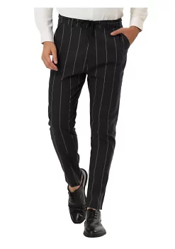 Budget 🤩 Lars Amadeus Men's Business Striped Pants Drawstring Waist Slim Fit 👗 Dress Trousers 🧨 -Cheap Lars Amadeus Shop Belk 2926