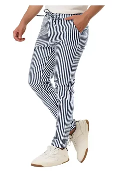 New ⌛ Lars Amadeus Men's Business Striped Pants Drawstring Slim Fit 👗 Dress Trousers 🎉 -Cheap Lars Amadeus Shop Belk 2934