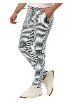 New ⌛ Lars Amadeus Men's Business Striped Pants Drawstring Slim Fit 👗 Dress Trousers 🎉 -Cheap Lars Amadeus Shop Belk 2935