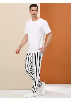 Deals 😀 Lars Amadeus Men's Business Striped Pants Color Block Drawstring Slim Fit 👗 Dress Trousers 🥰 -Cheap Lars Amadeus Shop Belk 2948
