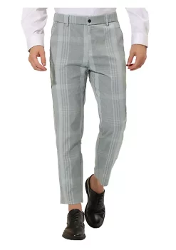 Brand new 🥰 Lars Amadeus Men's Business Plaid Printed Slim Fit Flat Front Checked 👗 Dress Pants ✨