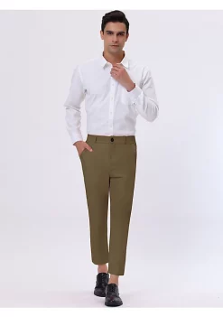 Hot Sale 👏 Lars Amadeus Men's 👗 Dress Cropped Pants Ankle Length Solid Classic Fit Business Trousers 👍 -Cheap Lars Amadeus Shop Belk 2968