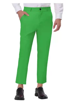 Hot Sale 👏 Lars Amadeus Men's 👗 Dress Cropped Pants Ankle Length Solid Classic Fit Business Trousers 👍 -Cheap Lars Amadeus Shop Belk 2972