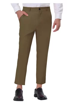 Hot Sale 👏 Lars Amadeus Men's 👗 Dress Cropped Pants Ankle Length Solid Classic Fit Business Trousers 👍 -Cheap Lars Amadeus Shop Belk 2974