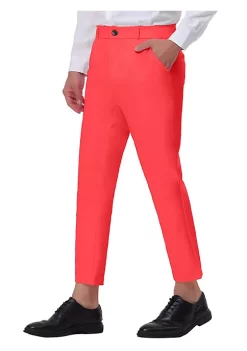 Hot Sale 👏 Lars Amadeus Men's 👗 Dress Cropped Pants Ankle Length Solid Classic Fit Business Trousers 👍 -Cheap Lars Amadeus Shop Belk 2976