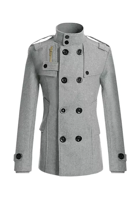 Cheapest 👍 Lars Amadeus Men's Winter Trench 🧥 Coat Stand Collar Double Breasted Notch Lapel Pea 🧥 Coats 🌟 8 Cheapest 👍 Lars Amadeus Men's Winter Trench 🧥 Coat Stand Collar Double Breasted Notch Lapel Pea 🧥 Coats 🌟 - Image 8