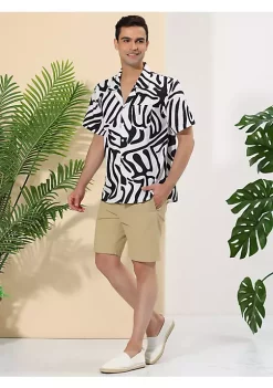 New 👏 Lars Amadeus Men's Animal Print 👕 Shirt Short Sleeves Button Up Casual Leopard Zebra Print 👕 Shirts 🧨 -Cheap Lars Amadeus Shop Belk 2991