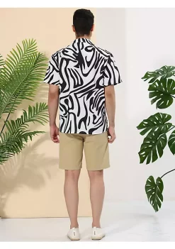 New 👏 Lars Amadeus Men's Animal Print 👕 Shirt Short Sleeves Button Up Casual Leopard Zebra Print 👕 Shirts 🧨 -Cheap Lars Amadeus Shop Belk 2992