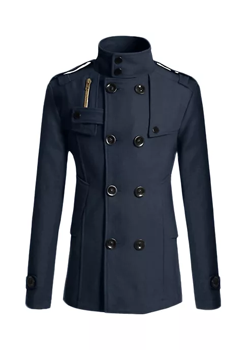 Cheapest 👍 Lars Amadeus Men's Winter Trench 🧥 Coat Stand Collar Double Breasted Notch Lapel Pea 🧥 Coats 🌟 9 Cheapest 👍 Lars Amadeus Men's Winter Trench 🧥 Coat Stand Collar Double Breasted Notch Lapel Pea 🧥 Coats 🌟 - Image 9