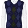 Outlet 💯 Lars Amadeus Men's Casual Argyle Vest Sweater V Neck Slim Fit Sleeveless Knit Pullover ❤️