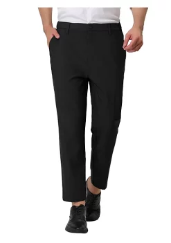 Best reviews of 🛒 Lars Amadeus Men's 👗 Dress Pants Solid Color Flat Front Slim Fit Business Cropped Pants 🤩
