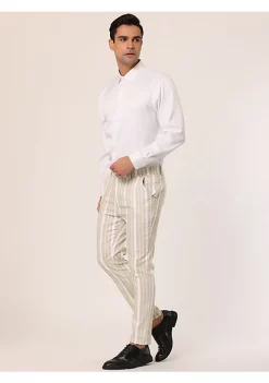 Deals ✨ Lars Amadeus Men's Business Trousers Contrast Color Slim Fit Flat Front Striped 👗 Dress Pants ❤️ -Cheap Lars Amadeus Shop Belk 3035