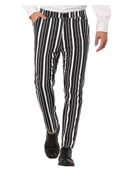 Deals ✨ Lars Amadeus Men's Business Trousers Contrast Color Slim Fit Flat Front Striped 👗 Dress Pants ❤️ -Cheap Lars Amadeus Shop Belk 3036