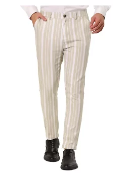 Deals ✨ Lars Amadeus Men's Business Trousers Contrast Color Slim Fit Flat Front Striped 👗 Dress Pants ❤️ -Cheap Lars Amadeus Shop Belk 3037