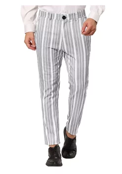Deals ✨ Lars Amadeus Men's Business Trousers Contrast Color Slim Fit Flat Front Striped 👗 Dress Pants ❤️ -Cheap Lars Amadeus Shop Belk 3038