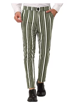 Deals ✨ Lars Amadeus Men's Business Trousers Contrast Color Slim Fit Flat Front Striped 👗 Dress Pants ❤️ -Cheap Lars Amadeus Shop Belk 3039