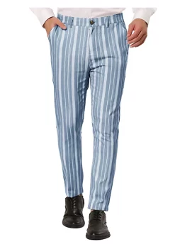 Deals ✨ Lars Amadeus Men's Business Trousers Contrast Color Slim Fit Flat Front Striped 👗 Dress Pants ❤️ -Cheap Lars Amadeus Shop Belk 3040