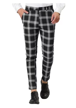 Top 10 ✔️ Lars Amadeus Men's Plaid Business Pants Classic Slim Fit 👗 Dress Trousers 🎁 -Cheap Lars Amadeus Shop Belk 3057