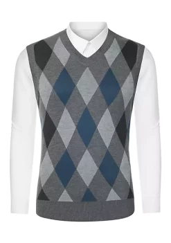 Outlet 💯 Lars Amadeus Men's Casual Argyle Vest Sweater V Neck Slim Fit Sleeveless Knit Pullover ❤️ -Cheap Lars Amadeus Shop Belk 308