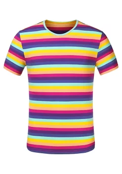 Buy 🔥 Lars Amadeus Men's Striped 👕 Shirt Crewneck Short Sleeve ☀️ Summer Tee 👕 Shirts 🤩 -Cheap Lars Amadeus Shop Belk 3091