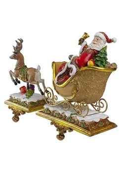 Top 10 🛒 Roman Set of 2 Brown and Red Santa Claus with Reindeer 🎁 Christmas Stocking Holders 9.5" 😀 -Cheap Lars Amadeus Shop Belk 3097