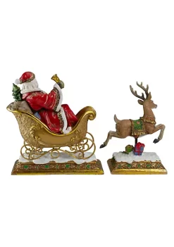 Top 10 🛒 Roman Set of 2 Brown and Red Santa Claus with Reindeer 🎁 Christmas Stocking Holders 9.5" 😀 -Cheap Lars Amadeus Shop Belk 3098