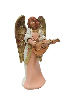 New 😍 Roman 6" Pink and Gold Eva Angel with Mandolin 🔔 Christmas Nativity Figurine 👏