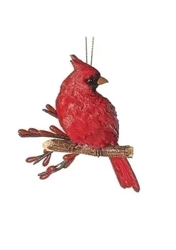 Brand new 😀 Roman 4.5" Red and Brown Cardinal on a Branch 🎄 Christmas Ornament 🧨
