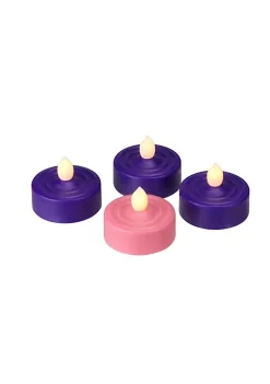 Best deal 🎉 Roman Set of 4 LED Lighted ❄ Christmas Purple and Pink Tea Light Candles 👏