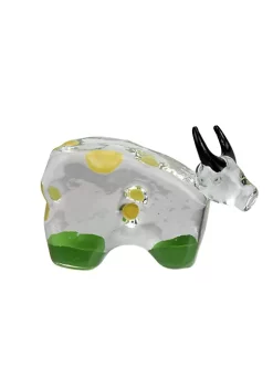 Hot Sale ⌛ Roman Cotton 🍬 Candy Bull With Black Horns Collectible Glass Figurine #59052 🛒