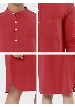 Deals 🥰 Lars Amadeus Men's Nightshirt Sleep 👕 Shirt Banded Collar Henley 👕 Shirt Pajamas Nightgown, 100% Cotton Solid Short Sleeve Sleep 👕 Shirt ⭐ -Cheap Lars Amadeus Shop Belk 316