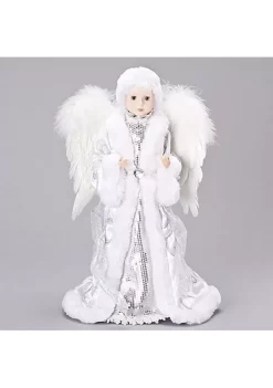 New ✔️ Roman 17" White and Silver Sequin Angel 🎄 Christmas Tree Topper 🌟