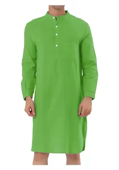 Deals 🥰 Lars Amadeus Men's Nightshirt Sleep 👕 Shirt Banded Collar Henley 👕 Shirt Pajamas Nightgown, 100% Cotton Solid Short Sleeve Sleep 👕 Shirt ⭐ -Cheap Lars Amadeus Shop Belk 322