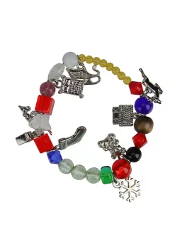 Outlet 🔔 Roman 7.5" The Night Before 🎄 Christmas Adjustable Beaded Bracelet ❤️