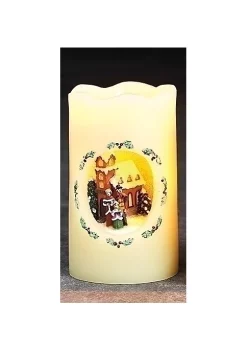 Deals 💯 Roman 5" Ivory White and Brown Carolers Scene Flickering Flame-less LED Candle 😀