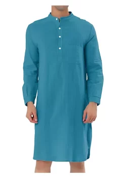 Deals 🥰 Lars Amadeus Men's Nightshirt Sleep 👕 Shirt Banded Collar Henley 👕 Shirt Pajamas Nightgown, 100% Cotton Solid Short Sleeve Sleep 👕 Shirt ⭐ -Cheap Lars Amadeus Shop Belk 323