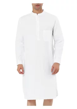 Deals 🥰 Lars Amadeus Men's Nightshirt Sleep 👕 Shirt Banded Collar Henley 👕 Shirt Pajamas Nightgown, 100% Cotton Solid Short Sleeve Sleep 👕 Shirt ⭐ -Cheap Lars Amadeus Shop Belk 324