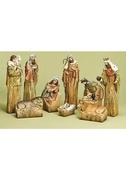 Best Pirce 🎁 Roman 9-Piece Inspirational Religious Driftwood Nativity Scene 🎄 Christmas Decoration 🥰