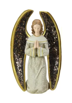 Best Sale ✨ Roman 8" Gold and Gray Praying Angel with Mosaic Wings Tabletop 🎄 Christmas Figure 👍