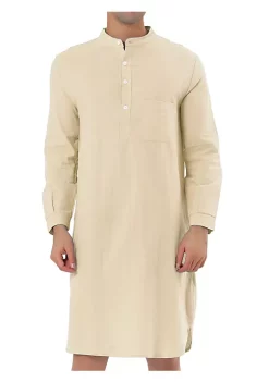 Deals 🥰 Lars Amadeus Men's Nightshirt Sleep 👕 Shirt Banded Collar Henley 👕 Shirt Pajamas Nightgown, 100% Cotton Solid Short Sleeve Sleep 👕 Shirt ⭐ -Cheap Lars Amadeus Shop Belk 325