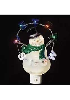 Budget 🧨 Roman 8.25" White and Green Let it Snow Snowman LED Night Light 🛒