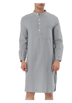 Deals 🥰 Lars Amadeus Men's Nightshirt Sleep 👕 Shirt Banded Collar Henley 👕 Shirt Pajamas Nightgown, 100% Cotton Solid Short Sleeve Sleep 👕 Shirt ⭐ -Cheap Lars Amadeus Shop Belk 326