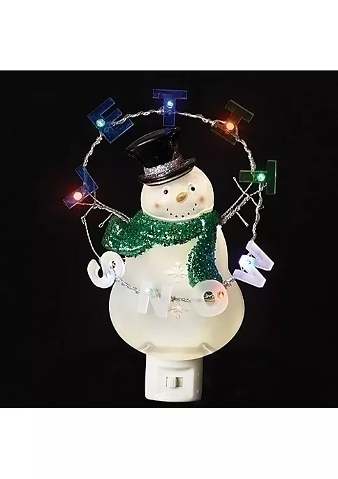 Budget ๐งจ Roman 8.25" White and Green Let it Snow Snowman LED Night Light ๐ 2 Budget ๐งจ Roman 8.25" White and Green Let it Snow Snowman LED Night Light ๐ - Image 2