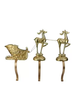 Cheap 🔥 Roman 3-Piece Gold Weathered Reindeer and Sleigh ❄ Christmas Stocking Holder 🎉