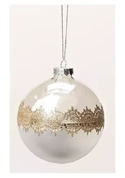 Best reviews of 😍 Roman Silver Mirrored with Gold Lace Inspired Accent Glass Teardrop ❄ Christmas Ornament 4.5" 🤩