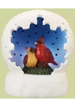 Outlet 👍 Roman 4Inch White and Blue LED Lighted Cardinal Pair 🎄 Christmas Tabletop Dome 🎉