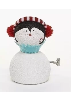 Budget ⌛ Roman 8.75Inch White and Blue Animated Musical Penguin Face 🎁 Christmas Figurine 😉