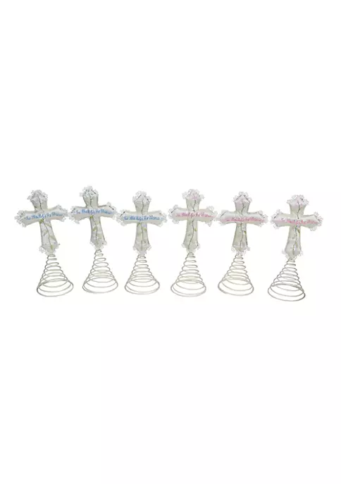Best Pirce ๐ Roman Set of 6 Ivory and Green God Bless Baby's First ๐ Christmas Cross Tree Toppers 9" ๐ 3 Best Pirce ๐ Roman Set of 6 Ivory and Green God Bless Baby's First ๐ Christmas Cross Tree Toppers 9" ๐ - Image 3