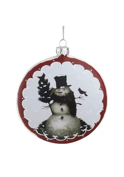 Hot Sale 🥰 Roman 5" White and Burgundy Snowman with Cardinals Glittered 🔔 Christmas Tree Ornament 😍 -Cheap Lars Amadeus Shop Belk 3316